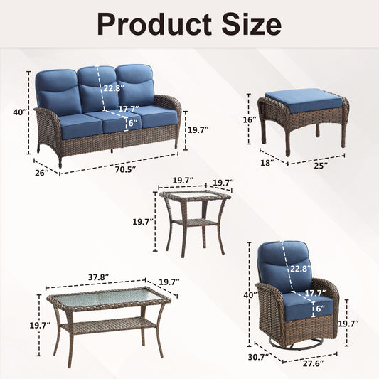Upgraded 6“ Cushion Luxury 10 Piece Patio Furniture Set
