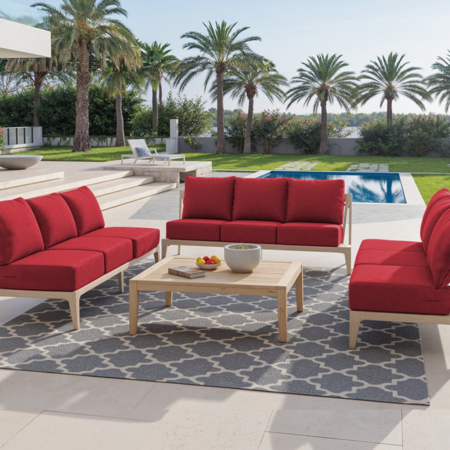 Pop 24*24*6" Outdoor Replacement Cushions Classic Red