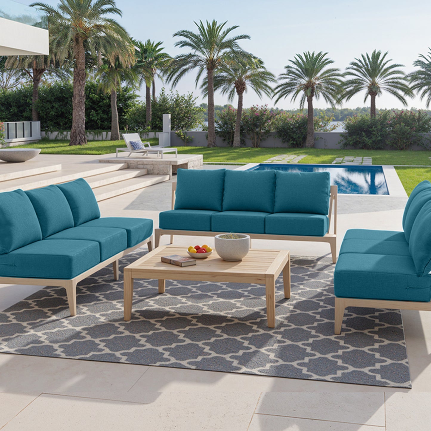 Pop 24*24*6" Outdoor Replacement Cushions Classic Peacock Blue