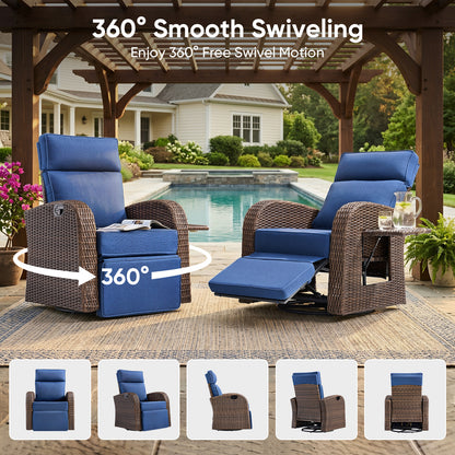 Outdoor Recliner Chair Extendable Ottoman & Foldable Table