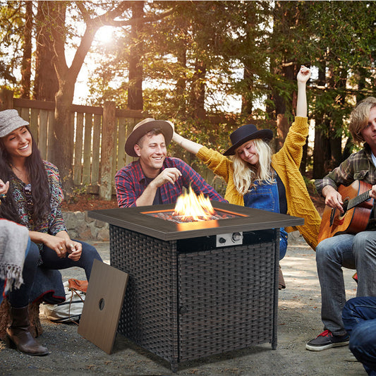 Outdoor 50000 BTU Propane Wicker Fire Pit Table