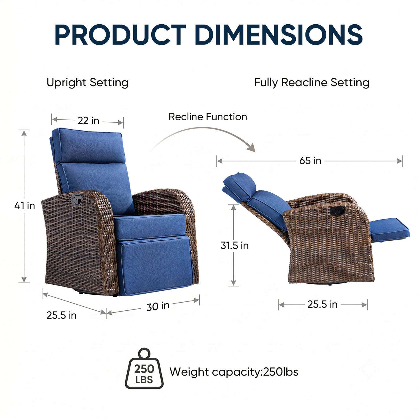 Outdoor Recliner Chair Extendable Ottoman & Foldable Table