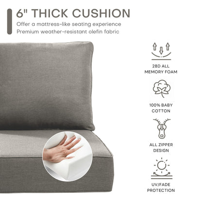 Pop 24*24*6" Outdoor Replacement Cushions Classic Grey