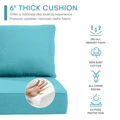 Pop 22*24*6" Outdoor Replacement Cushions Classic Turquoise