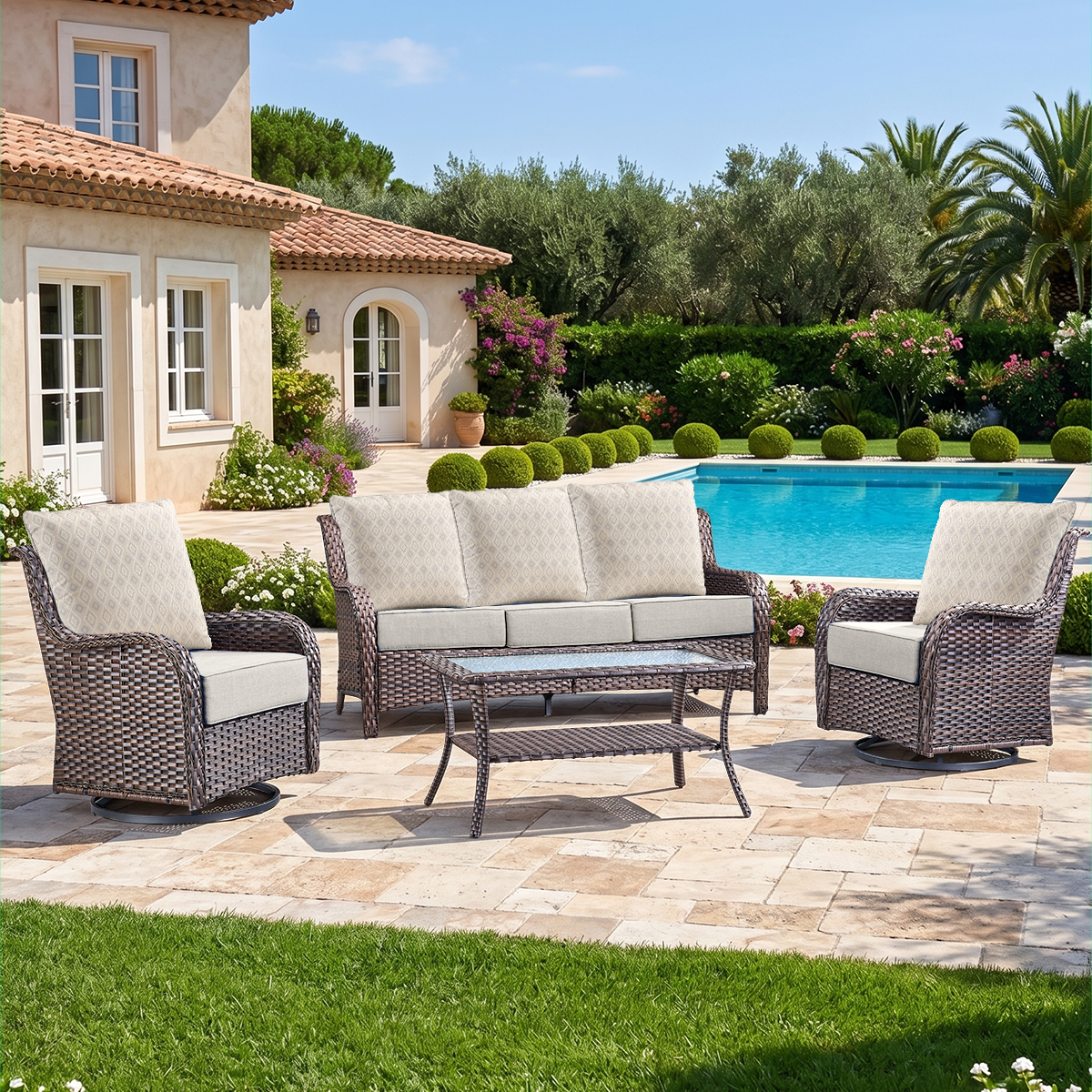 Pop 22*24*6" Outdoor Replacement Cushions Classic Beige Diamond