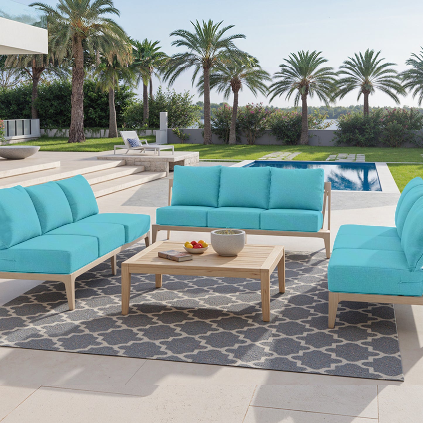 Pop 24*24*6" Outdoor Replacement Cushions Classic Turquoise