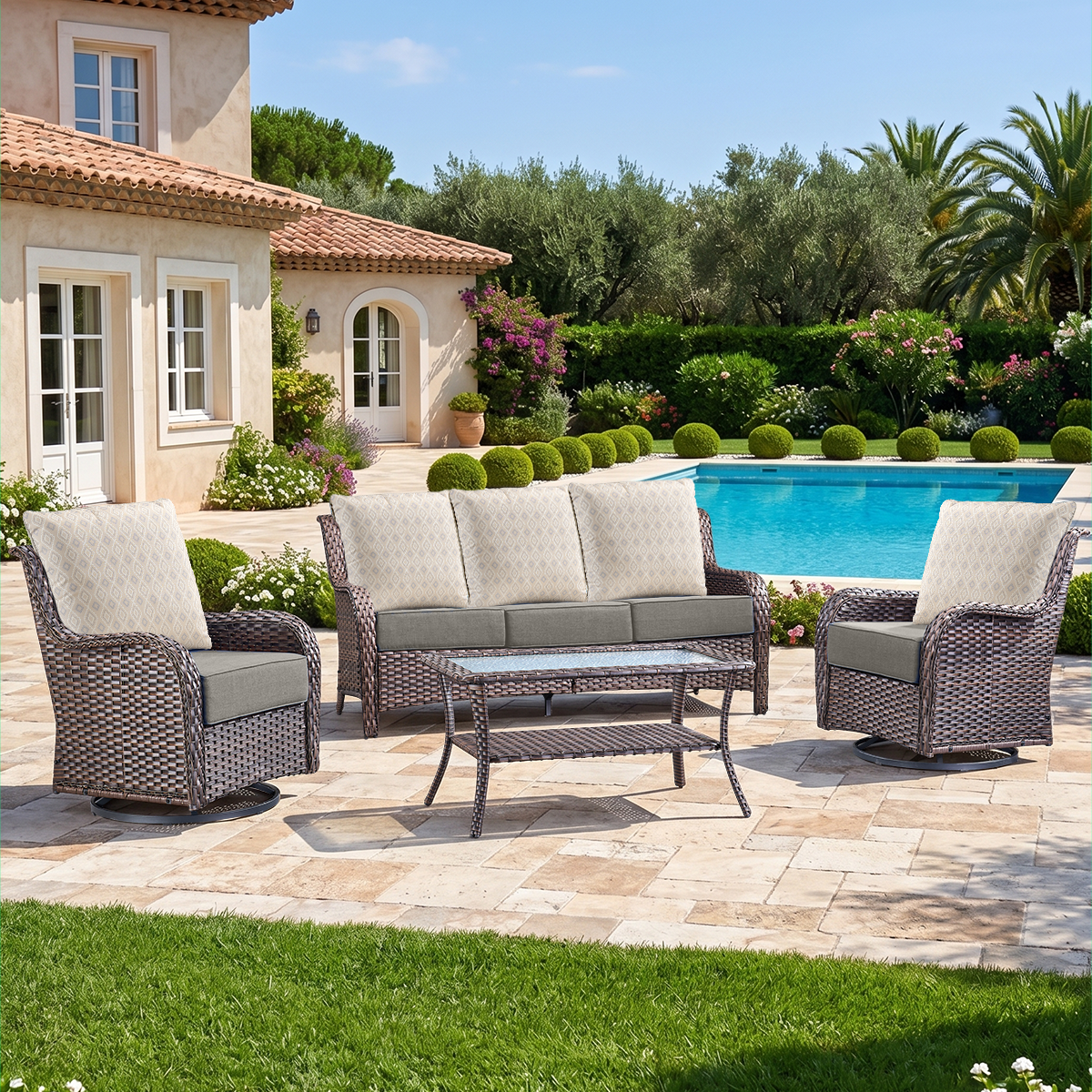 Pop 22*24*6" Outdoor Replacement Cushions Classic Grey Diamond