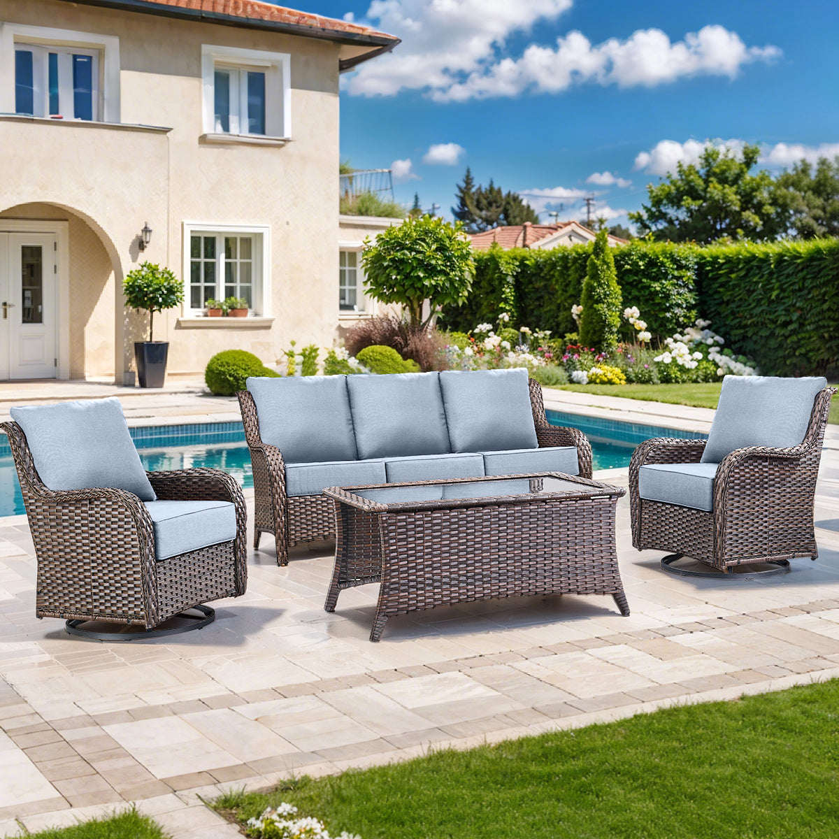 Pop 22*24*6" Outdoor Replacement Cushions Classic Baby Blue