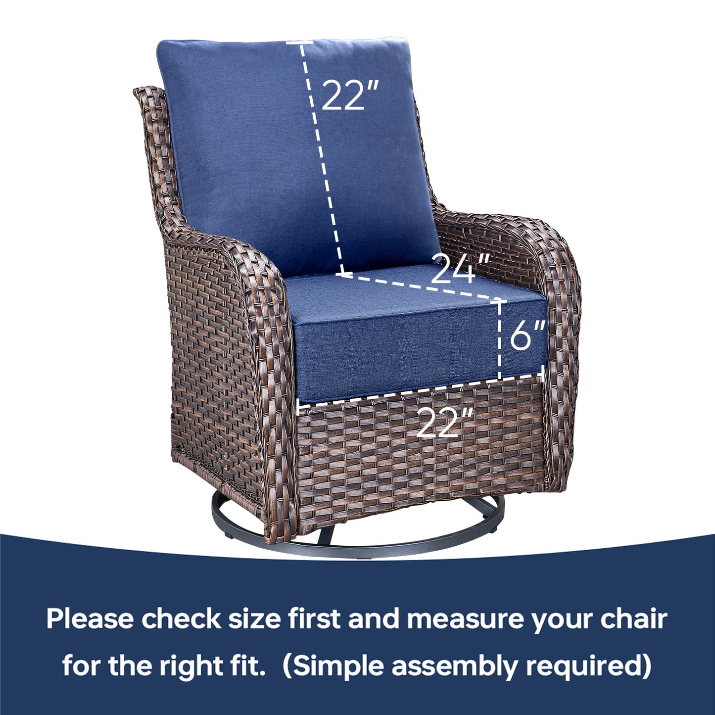 Pop 22*24*6" Outdoor Replacement Cushions Classic Blue