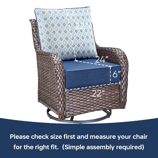 Pop 22*24*6" Outdoor Replacement Cushions Classic Blue Diamond