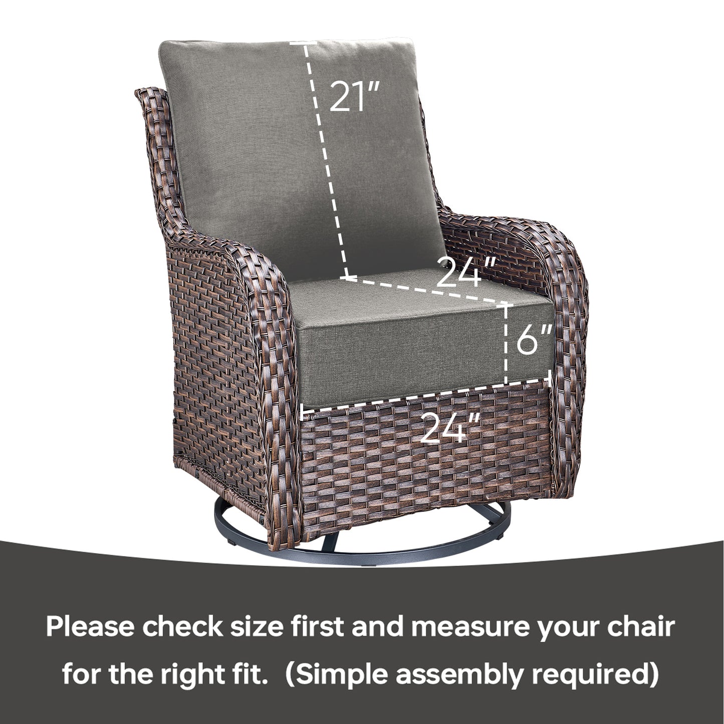 Pop 24*24*6" Outdoor Replacement Cushions Classic Grey
