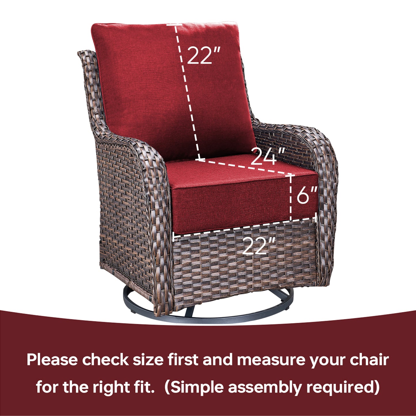 Pop 22*24*6" Outdoor Replacement Cushions Classic Red