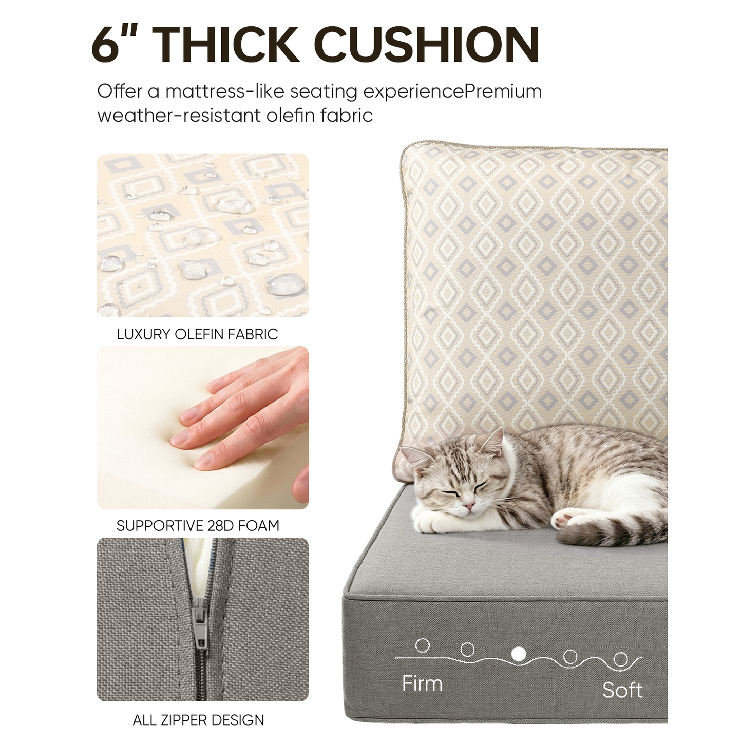 Pop 22*24*6" Outdoor Replacement Cushions Classic Grey Diamond