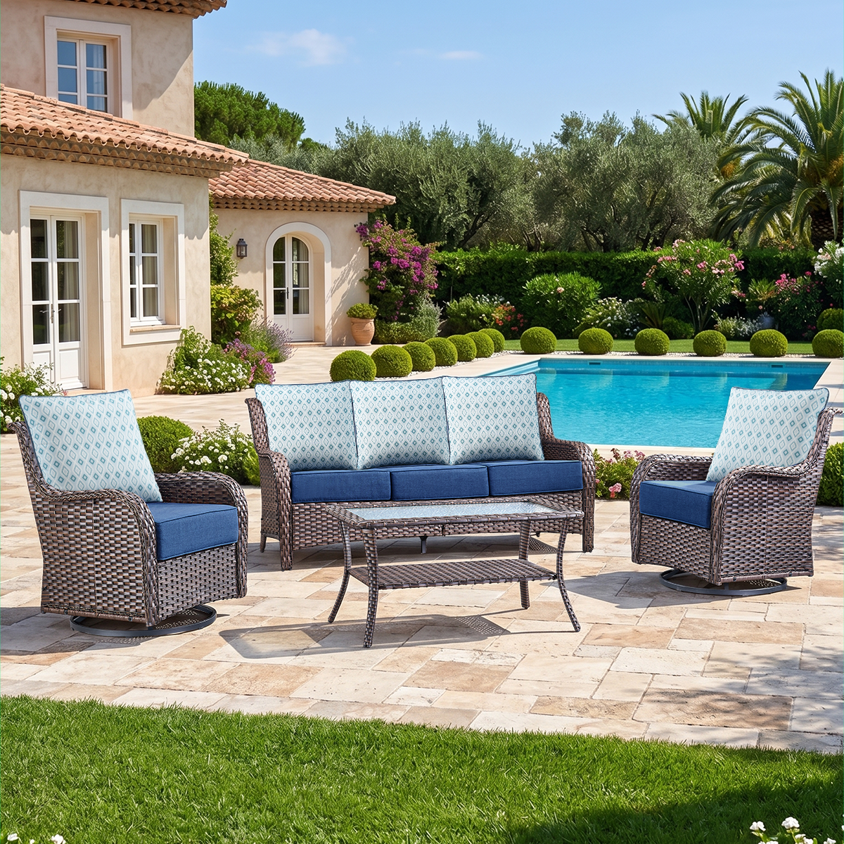 Pop 22*24*6" Outdoor Replacement Cushions Classic Blue Diamond