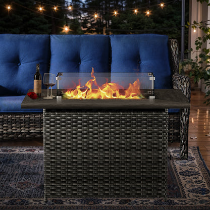 Outdoor 50000 BTU Propane Wicker Fire Pit Table