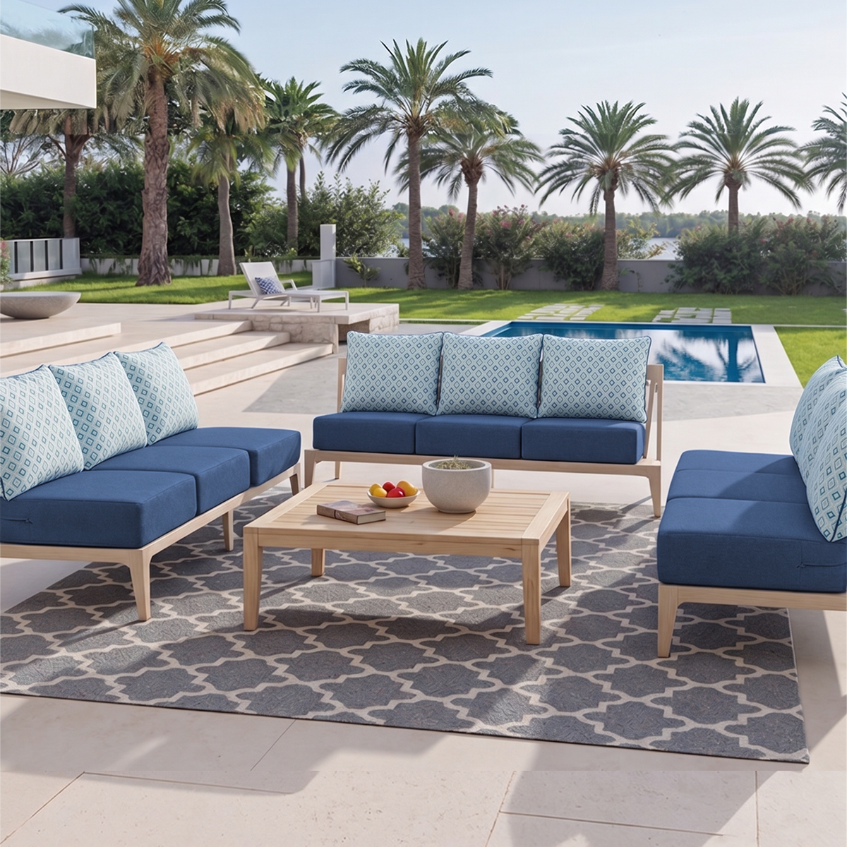 Pop 24*24*6" Outdoor Replacement Cushions Classic Blue Diamond
