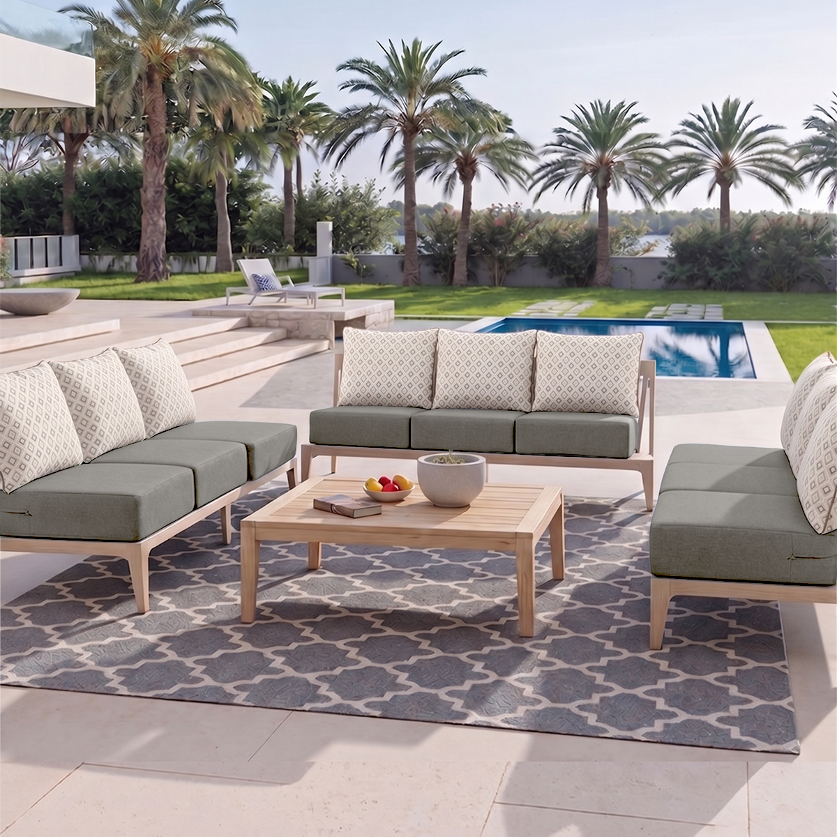 Pop 24*24*6" Outdoor Replacement Cushions Classic Grey Diamond