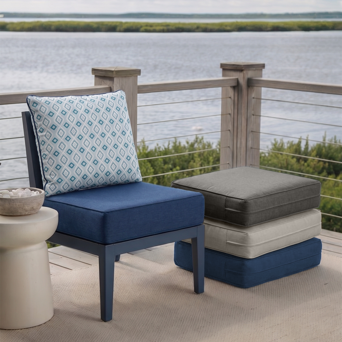 Pop 24*24*6" Outdoor Replacement Cushions Classic Blue Diamond