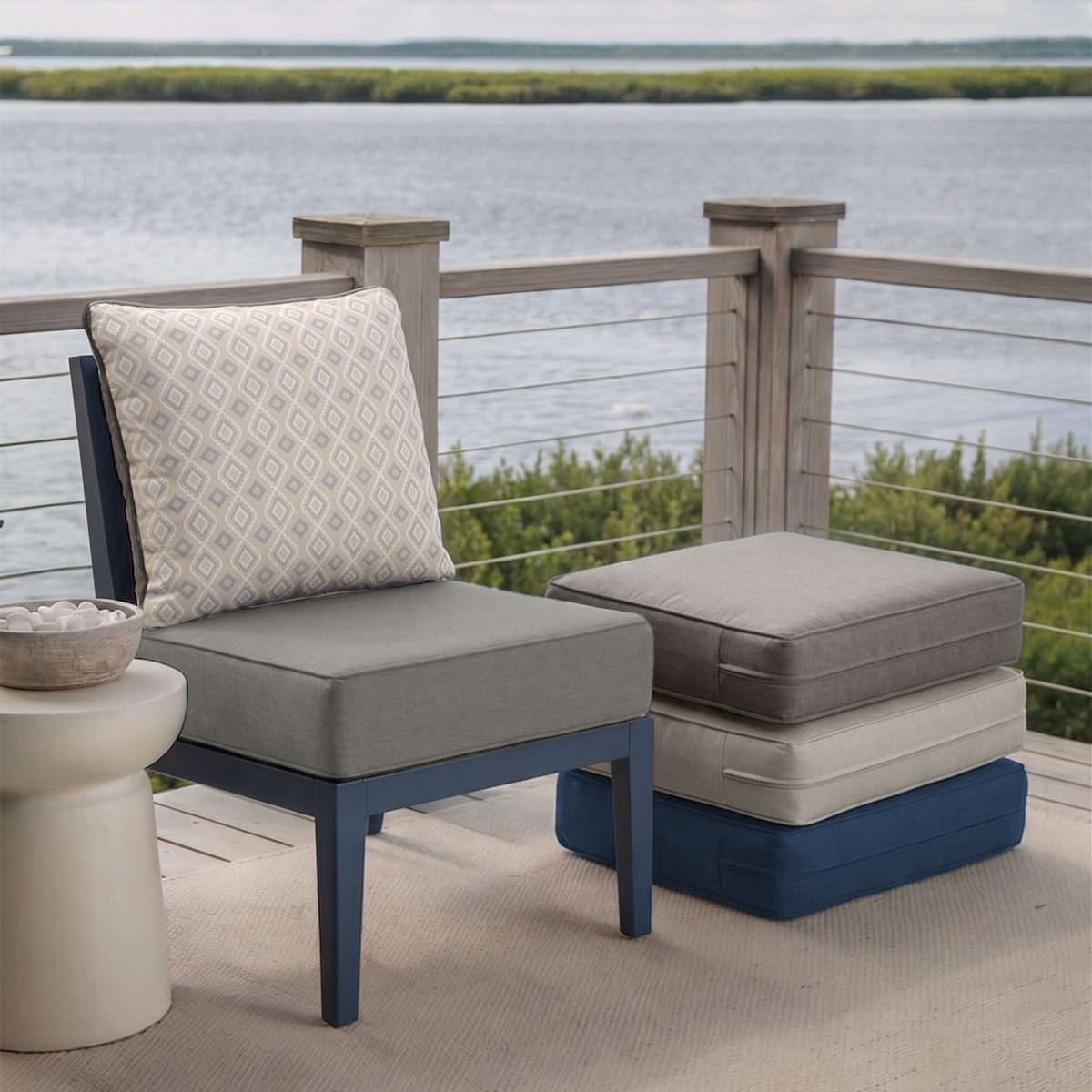 Pop 24*24*6" Outdoor Replacement Cushions Classic Grey Diamond