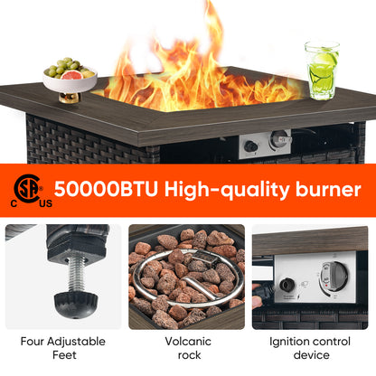 Outdoor 50000 BTU Propane Wicker Fire Pit Table