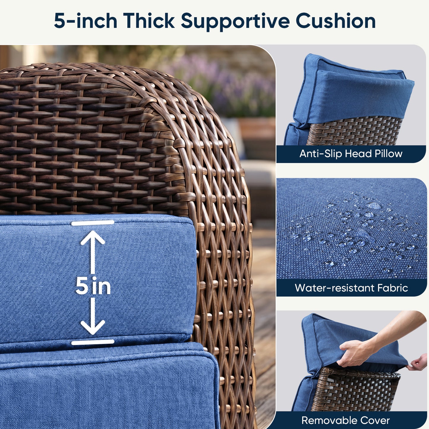 Outdoor Recliner Chair Extendable Ottoman & Foldable Table