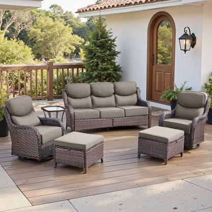 Luxury 6" Thick Cushioned 6 Pieces Patio Furniture Set with Outdoor Couch