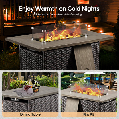 Outdoor 50000 BTU Propane Wicker Fire Pit Table