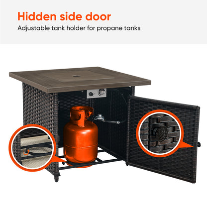 Outdoor 50000 BTU Propane Wicker Fire Pit Table