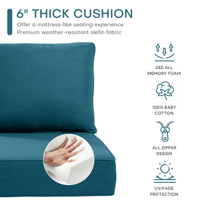 Pop 24*24*6" Outdoor Replacement Cushions Classic Peacock Blue