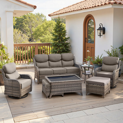 Luxury 6" Thick Cushioned 7 Pieces Patio Furniture Set with Outdoor Couch