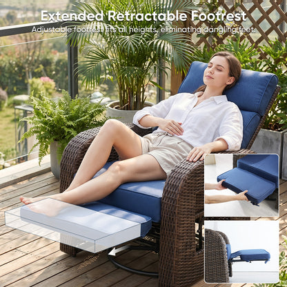 Outdoor Recliner Chair Extendable Ottoman & Foldable Table