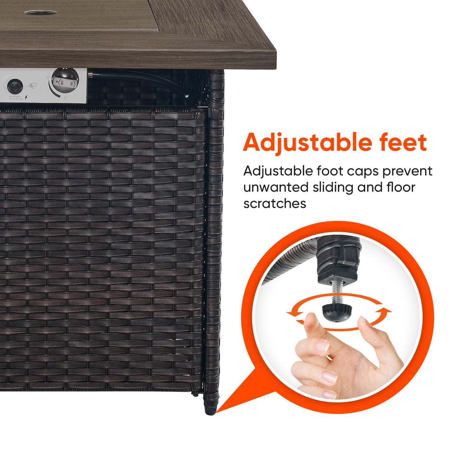 Outdoor 50000 BTU Propane Wicker Fire Pit Table