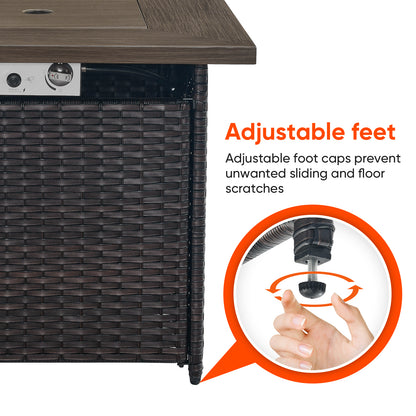 Outdoor 50000 BTU Propane Wicker Fire Pit Table