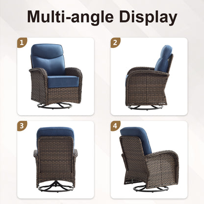 Upgraded 6“ Cushion Luxury 10 Piece Patio Furniture Set with Fire Pit Table