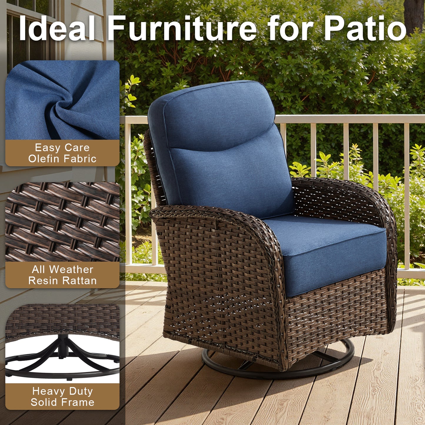 Upgraded 6“ Cushion Luxury 10 Piece Patio Furniture Set with Fire Pit Table