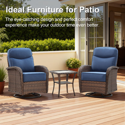 Upgraded 6“ Cushion Luxury 10 Piece Patio Furniture Set with Fire Pit Table