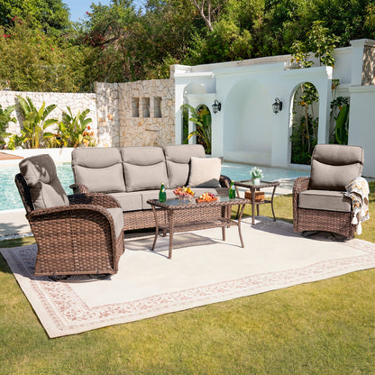 Upgraded 6“ Cushion Luxury 5 Piece Patio Furniture Set