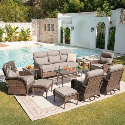 Upgraded 6“ Cushion Luxury 10 Piece Patio Furniture Set