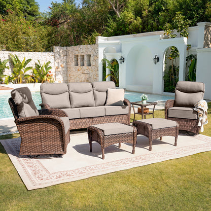 Upgraded 6“ Cushion Luxury 6 Piece Patio Furniture Set