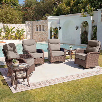 Upgraded 6“ Cushion Luxury 6 Pieces Patio Furniture Set with Side Table