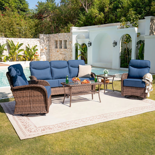 Upgraded 6“ Cushion Luxury 5 Piece Patio Furniture Set