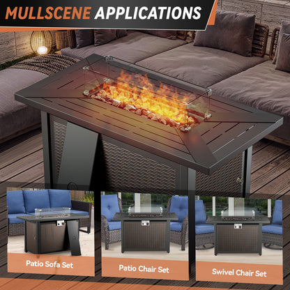 Upgraded 6“ Cushion Luxury 10 Piece Patio Furniture Set with Fire Pit Table