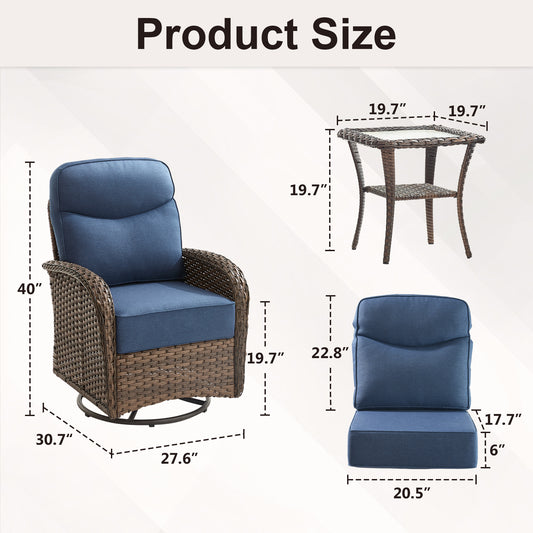 Upgraded 6“ Cushion Luxury 6 Pieces Patio Furniture Set with Side Table