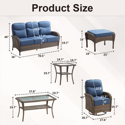Upgraded 6“ Cushion Luxury 10 Piece Patio Furniture Set