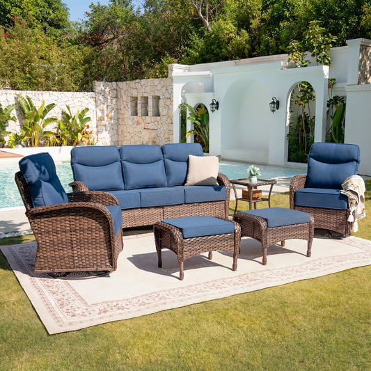 Upgraded 6“ Cushion Luxury 6 Piece Patio Furniture Set