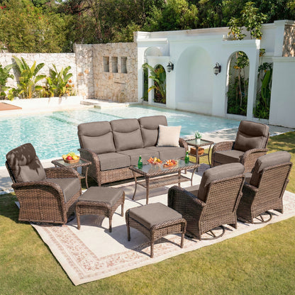 Upgraded 6“ Cushion Luxury 10 Piece Patio Furniture Set