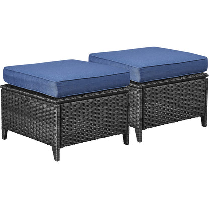 Outdoor Furniture Ottoman Set of 2 Patio Seating Footstool