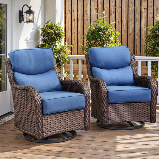 Luxury 6" Thick Cushioned Outdoor Swivel Rocker Patio Chairs of 2