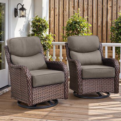 Luxury 6" Thick Cushioned Outdoor Swivel Rocker Patio Chairs of 2