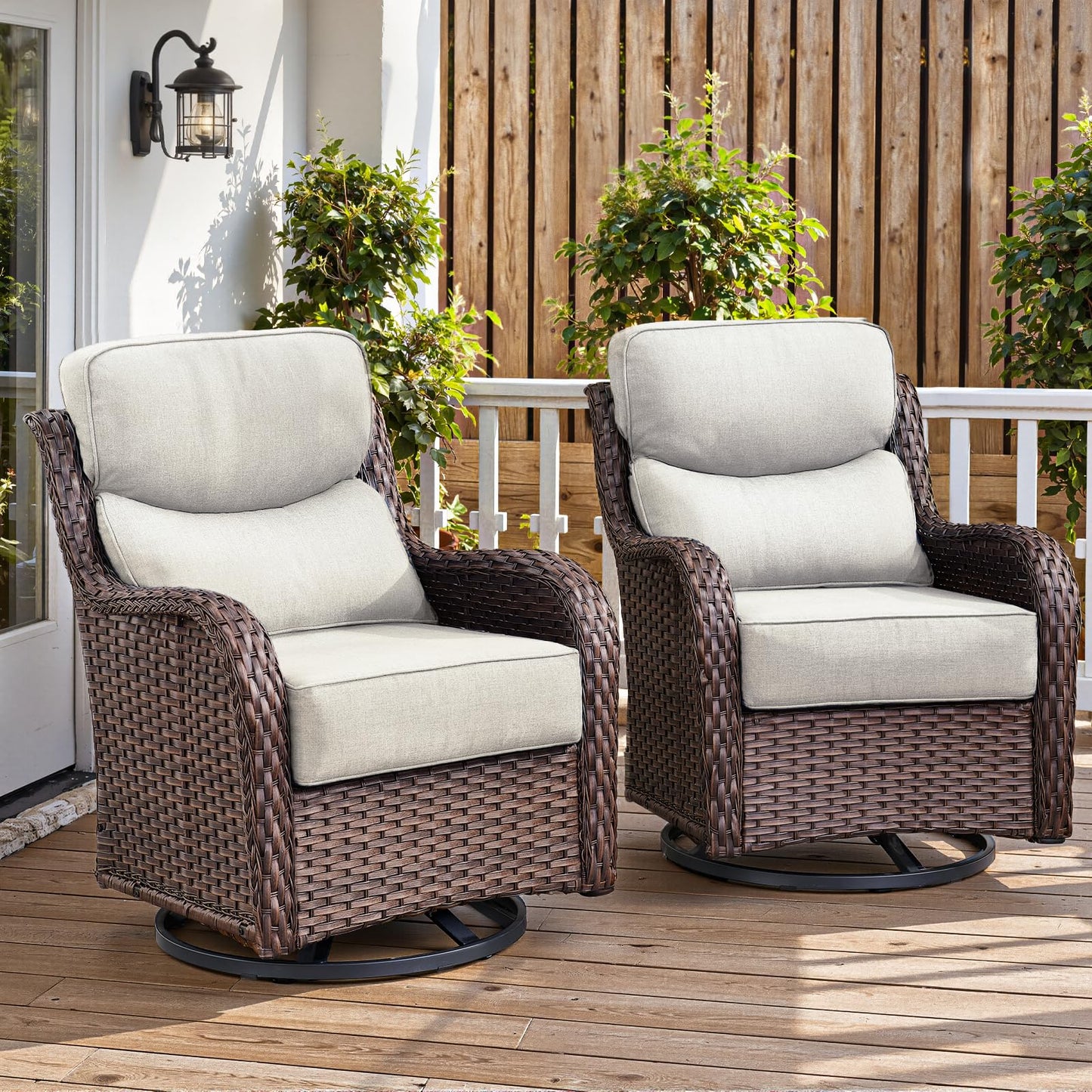 Luxury 6" Thick Cushioned Outdoor Swivel Rocker Patio Chairs of 2